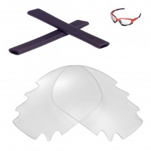 Walleva Clear Non-Polarized Replacement Vented Lenses + Black Rubber for Oakley Jawbone Sunglasses 